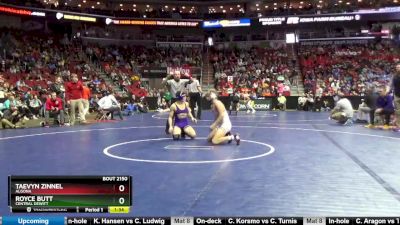 2A-132 lbs Champ. Round 2 - Taevyn Zinnel, Algona vs Royce Butt, Central DeWitt