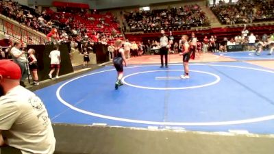 90 lbs Quarterfinal - Miles Allen, Barnsdall Youth Wrestling vs Aubrey Gomez, Tulsa Blue T Panthers