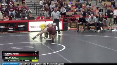 157 lbs Quarterfinal - Joel Morth, American International vs Dominic Means, Gannon