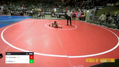 43 lbs Round Of 16 - Nash Leisinger, Choctaw Ironman Youth Wrestling vs Abel Muniz, Izzy Style