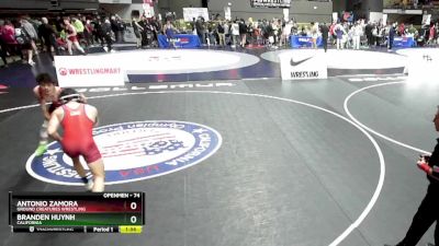 74 lbs Champ. Round 2 - Branden Huynh, California vs Antonio Zamora, Ground Creatures Wrestling