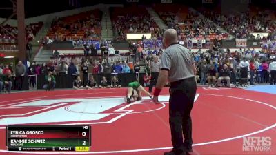 145 lbs Quarterfinal - Kammie Schanz, Mulvane vs Lyrica Orosco, Hoisington