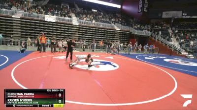 74 lbs Champ. Round 1 - Christian Parra, Worland Wrestling Club vs Kaysen Nyberg, Greybull Basin Athletic Club