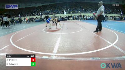 70 lbs Consi Of 4 - Jayden Ortiz, Coweta Tiger Wrestling vs Kaisen Kelley, Pryor Elementary Wrestling