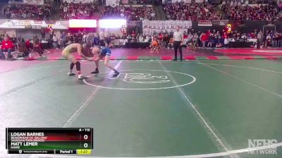 A - 113 lbs Semifinal - Logan Barnes, Beaverhead Co. (Dillon)/ Sheridan/Twin Bridges vs Matt Lemer, Havre