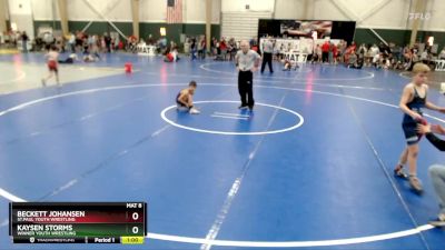 76 lbs Cons. Round 1 - Beckett Johansen, St.Paul Youth Wrestling vs Kaysen Storms, Winner Youth Wrestling