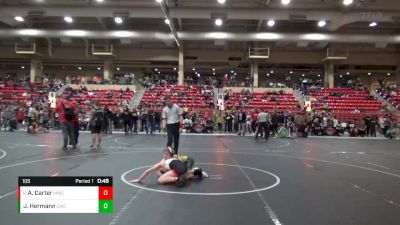 105 lbs Cons. Round 4 - Adryn Carter, Maize Wrestling Club vs Jackson Hermann, Carroll Wrestling Club