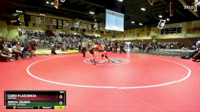 120 lbs Champ. Round 3 - Kekoa Ogawa, Central Catholic vs Cairo Plascencia, Central