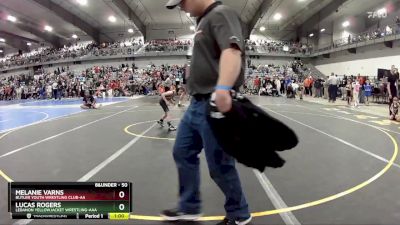 50 lbs Quarterfinal - Lucas Rogers, Lebanon Yellowjacket Wrestling-AAA  vs Melanie Varns, Butler Youth Wrestling Club-AA