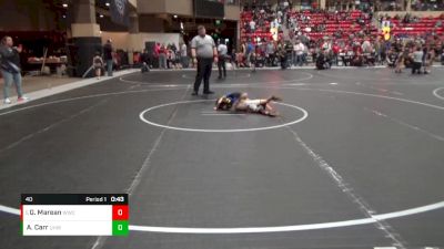 40 lbs Quarterfinal - Griffin Marean, WICHITA WRESTLING CLUB vs Ayden Carr, U-Town Hammers Wrestling