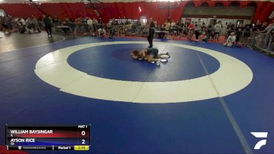 138 lbs Semifinal - William Baysingar, IL vs Ayson Rice, SD