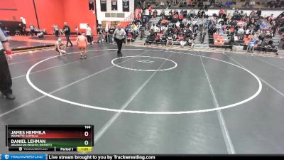 106 lbs Cons. Round 4 - Daniel Lehman, Arlington Heights (HERSEY) vs James Hemmila, Wilmette (LOYOLA)