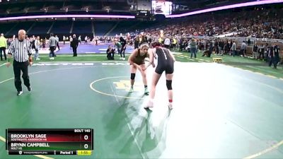 Girls-155 lbs Quarterfinal - Brooklyn Sage, Southgate Anderson HS vs Brynn Campbell, Holt HS