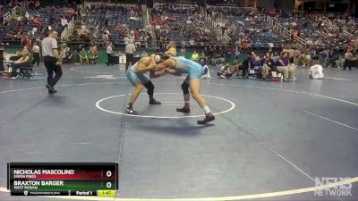 3A 182 lbs Quarterfinal - Nicholas Mascolino, Union Pines vs Braxton Barger, West Rowan