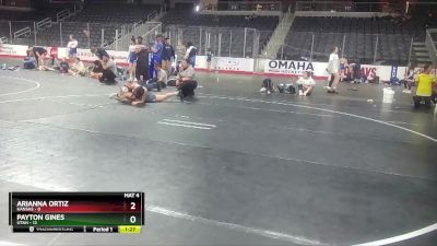 W 100 lbs Round 3 (3 Team) - Payton Gines, Utah vs Arianna Ortiz, Kansas