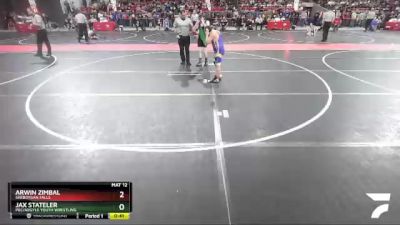 120 lbs Champ. Round 1 - Arwin Zimbal, Sheboygan Falls vs Jax Stateler, Pec/Argyle Youth Wrestling