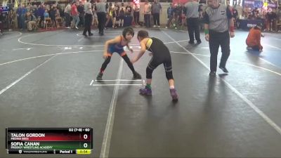 60 lbs Quarterfinal - Talon Gordon, Medina Bees vs Sofia Canan, Prodigy Wrestling Academy