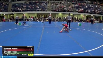 70 lbs Semifinal - Bransen Weber, LAW vs Brayden Jones, Young Guns Wrestling Club