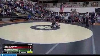 138 lbs Quarterfinals (8 Team) - Landon Worley, Commerce Hs vs Andrew Seppings, Landmark Christian School