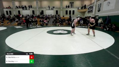 285 lbs 3rd Place - Brady Benfeito, Bristol County/Dighton Rehoboth vs Brendan Nunley, Plymouth South