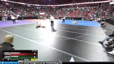 D1-170 lbs Quarterfinal - Owen Griesbach, Marshfield vs Judah Hammen, Kaukauna