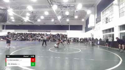 132 lbs Quarterfinal - Matthew Orbeta, Poway vs Zaydrein Hernandez, Sj Bosco