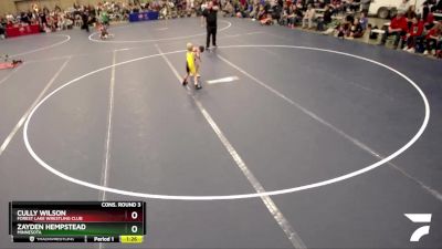 40-44 lbs Cons. Round 3 - Cully Wilson, Forest Lake Wrestling Club vs Zayden Hempstead, Minnesota