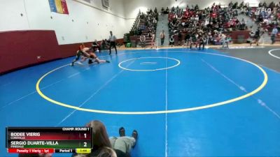 132 lbs Champ. Round 1 - Bodee Vierig, Cokeville vs Sergio Duarte-Villa, Pinedale