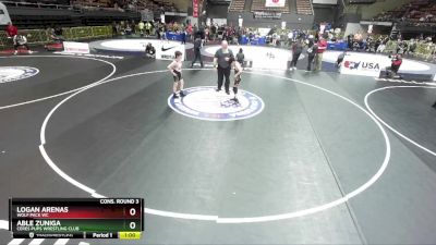 98 lbs Cons. Round 3 - Able Zuniga, Ceres Pups Wrestling Club vs Logan Arenas, Wolf Pack WC