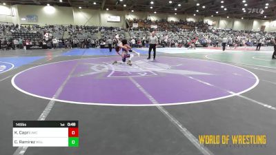 145 lbs Consi Of 16 #1 - Kymani Capri, Ukiah Wrestling Club vs Christian Ramirez, Willits Grappling Pack