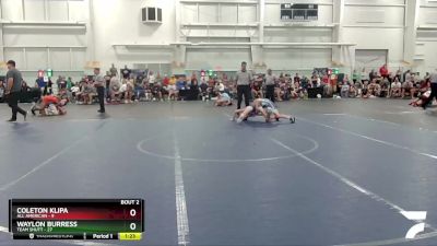 100 lbs Quarterfinals (8 Team) - Coleton Klipa, All American vs Waylon Burress, Team Shutt