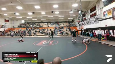 67 lbs Cons. Round 2 - Weston Haun, Riverton USA Wrestling vs Lindyn King, Natrona Colts