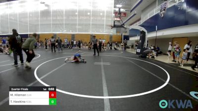 52 lbs Quarterfinal - Mason Hileman, Clinton Youth Wrestling vs Tatum Hawkins, Noble Takedown Club