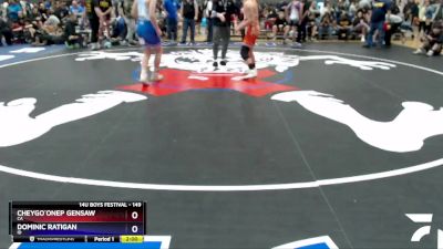 149 lbs Round 1 - Cheygo`onep Gensaw, CA vs Dominic Ratigan, ID