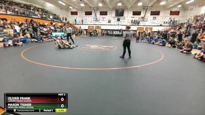 126 lbs Champ. Round 1 - Oliver Frank, Lander Middle School vs Mason Tigner, Worland Middle School