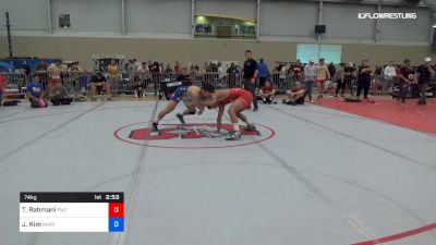 74 kg Consi Of 16 #1 - Taleb Rahmani, Pittsburgh Wrestling Club vs Joshua Kim, Harvard