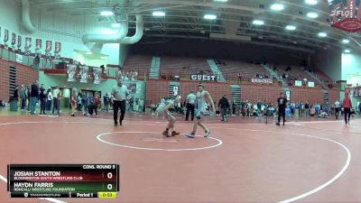 100 lbs Cons. Round 5 - Haydn Farris, Roncalli Wrestling Foundation vs Josiah Stanton, Bloomington South Wrestling Club