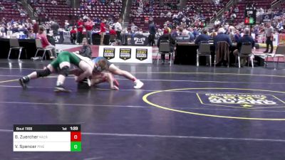 172 lbs Quarterfinal - Brayden Zuercher, Nazareth vs Vaughn Spencer, Pine Richland