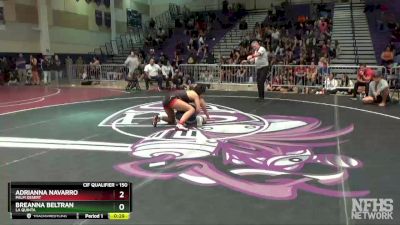 150 lbs 7th Place Match - Breanna Beltran, La Quinta vs Adrianna Navarro, Palm Desert