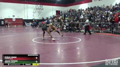 120 lbs Quarterfinal - Aidan Munoz, Temecula Valley vs Syrus Singh, Laguna Hills