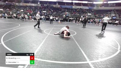 148 lbs Quarterfinal - Benjamin Breeding, Marksmen Wrestling Club vs Celestino Gonzales, The Community