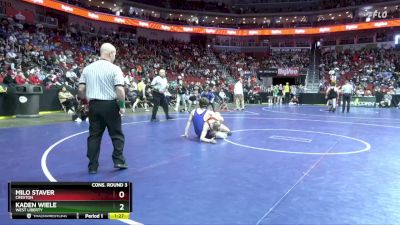 2A-157 lbs Cons. Round 3 - Kaden Wiele, West Liberty vs Milo Staver, Creston