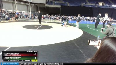 62 lbs Champ. Round 1 - Sawyer Parker, Moses Lake Wrestling Club vs Ashton Camacho, Warden Elite Wrestling