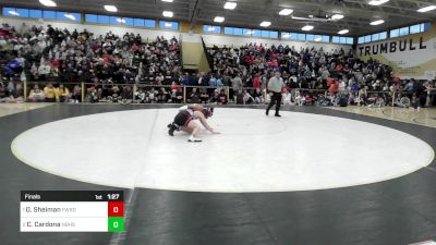 113 lbs Final - Owen Sheiman, Fairfield Warde vs Cameron Cardona, New Britain