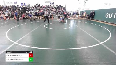 132 lbs Round Of 32 - Aidan Soukaloun, Woodstock Academy vs Morgan Styranovski, Brookfield/Shepaug