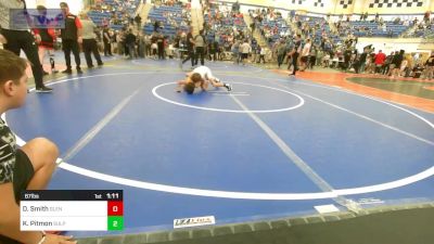 67 lbs Quarterfinal - Dylan Smith, Glenpool Youth Wrestling vs Kasten Pitmon, Sulphur Youth Wrestling Club