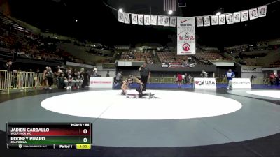 86 lbs Cons. Round 4 - Rodney Piparo, California vs Jadien Carballo, Wolf Pack WC