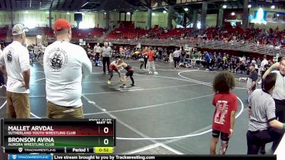 95 lbs Semifinal - Bronson Avina, Aurora Wrestling Club vs Mallet Arvdal, Sutherland Youth Wrestling Club