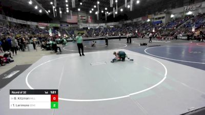 115 lbs Round Of 32 - Brodie Kitzman, Milliken Middle School vs Teagan Larimore, Dove Creek Bulldogs