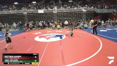 56 lbs Champ. Round 2 - Matthew Hansen, Powell Wrestling Club vs Creo Willcox, Cowboy Kids Wrestling Club